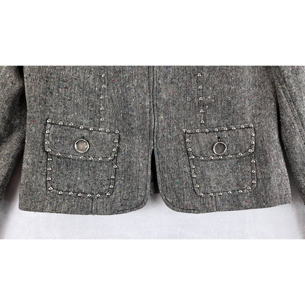 Vtg 90s Blazer Moto Gray Weave Multi Color Specs Silver Studs & Thread M Mishca - Picture 13 of 15